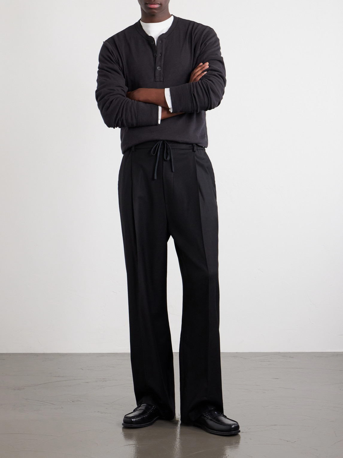 Mado Wide-Leg Wool-Blend Drawstring Trousers