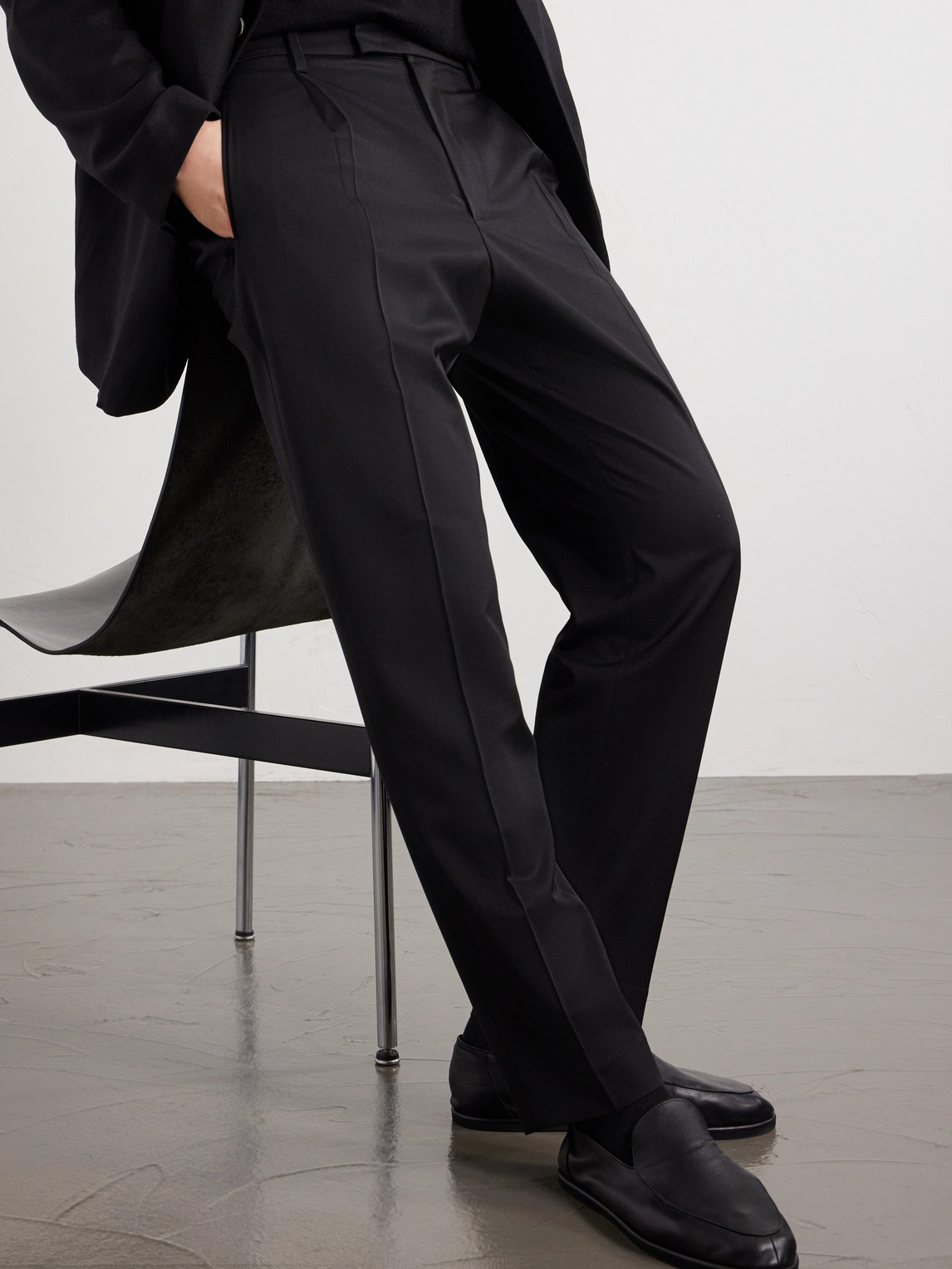 Straight-Leg Pleated Wool-Blend Gabardine Trousers