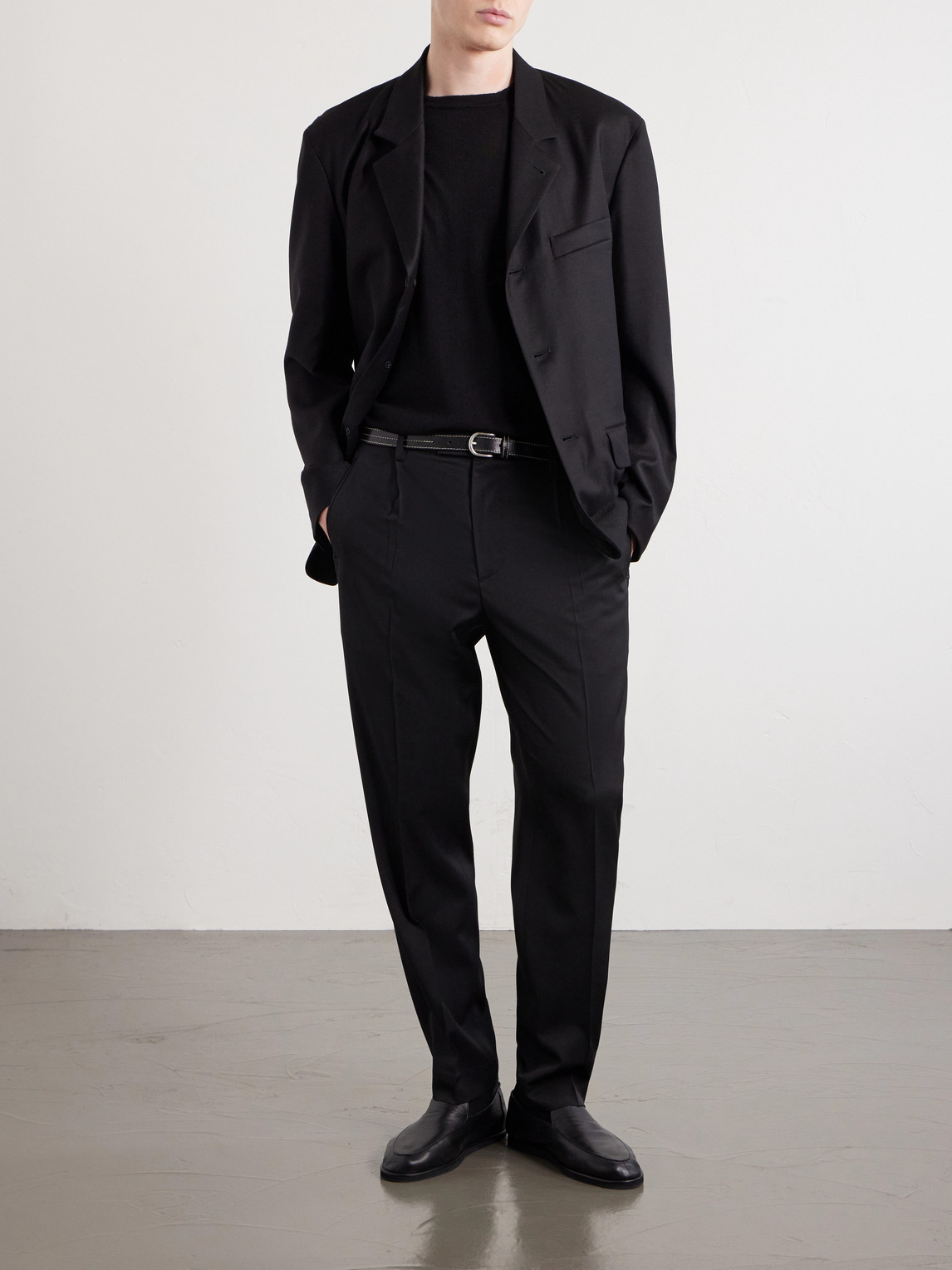 Straight-Leg Pleated Wool-Blend Gabardine Trousers