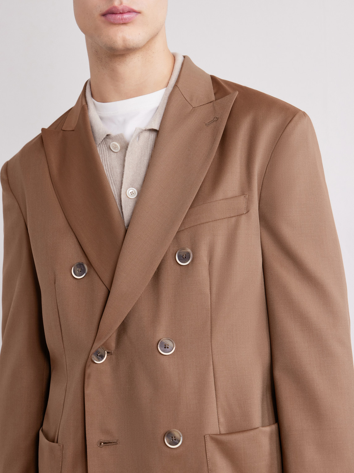 Double-Breasted Virgin Wool-Gabardine Suit Jacket