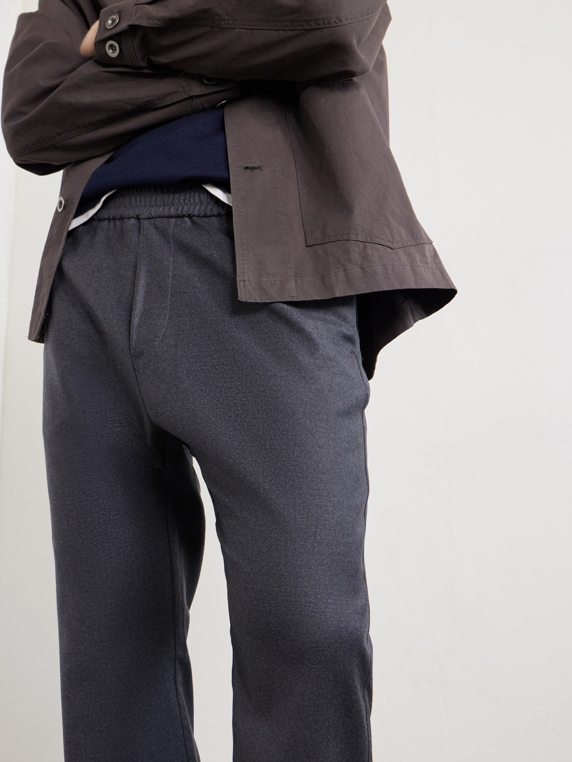 Bativoga Straight-Leg Wool-Blend Drawstring Trousers