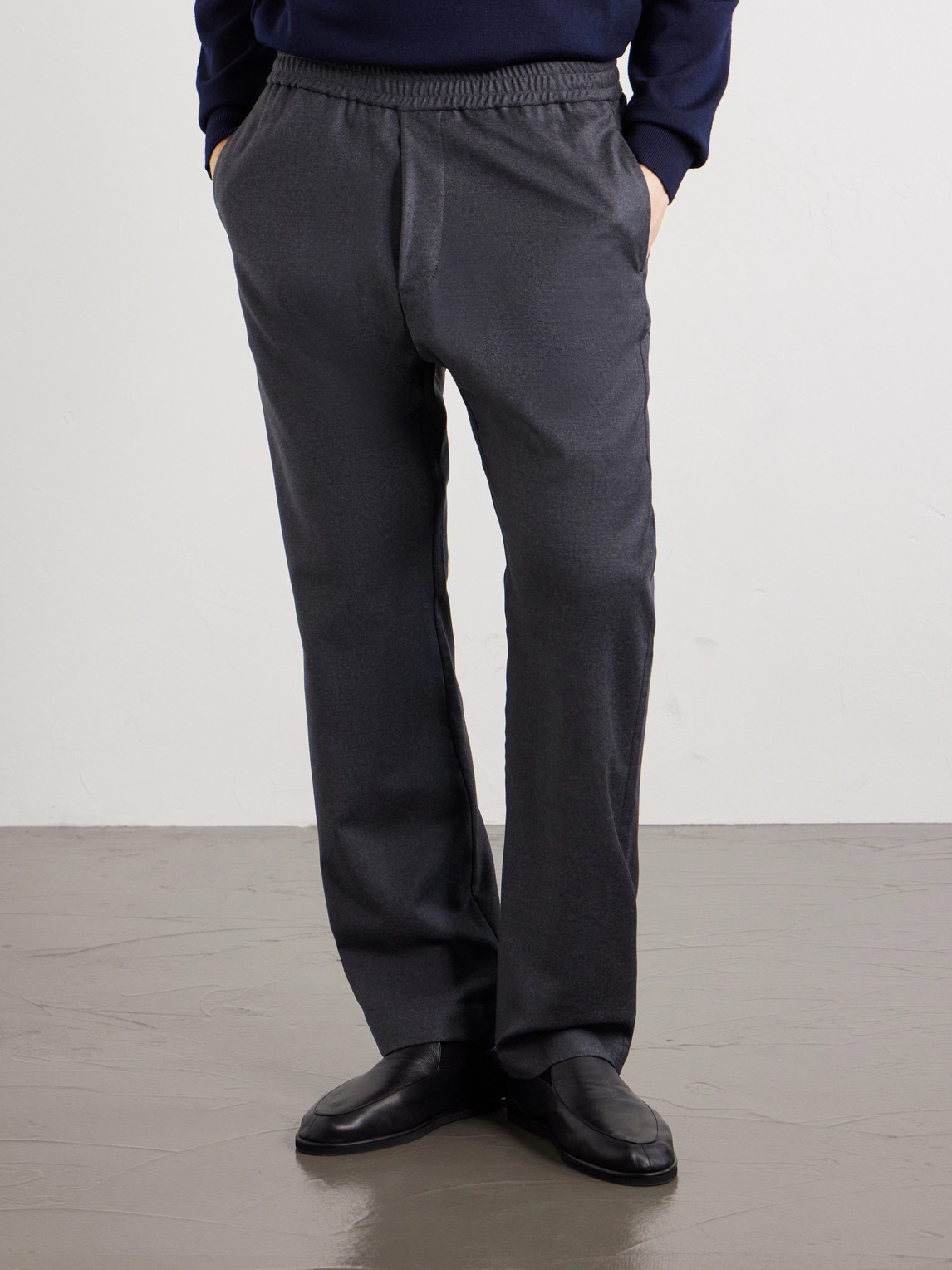 Bativoga Straight-Leg Wool-Blend Drawstring Trousers