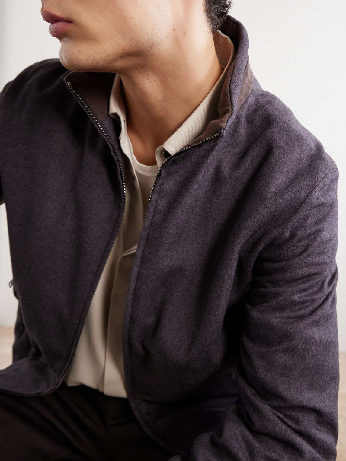 And Cashmere-Blend Twill Bomber Jacket