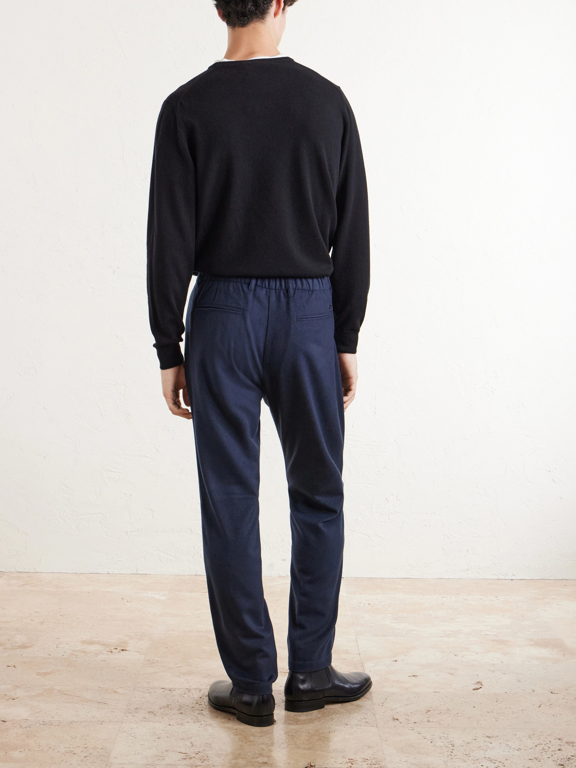 Straight-Leg Mélange Flannel Trousers