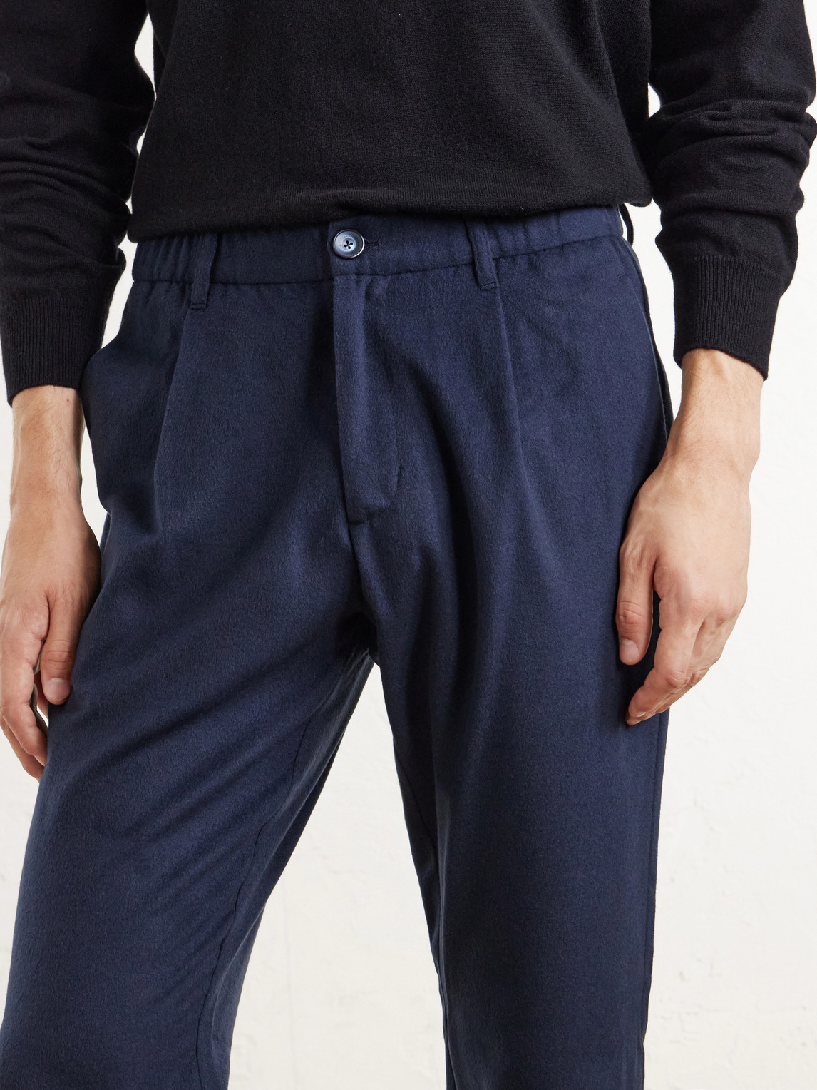 Straight-Leg Mélange Flannel Trousers