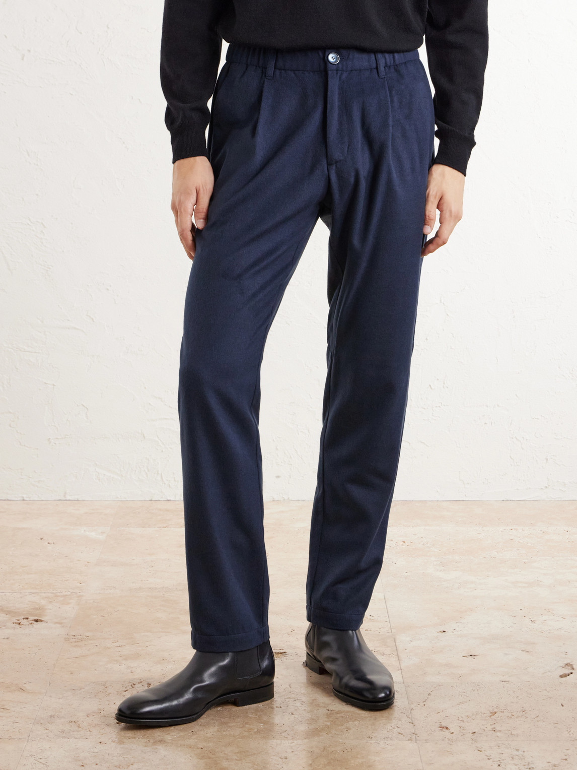 Straight-Leg Mélange Flannel Trousers