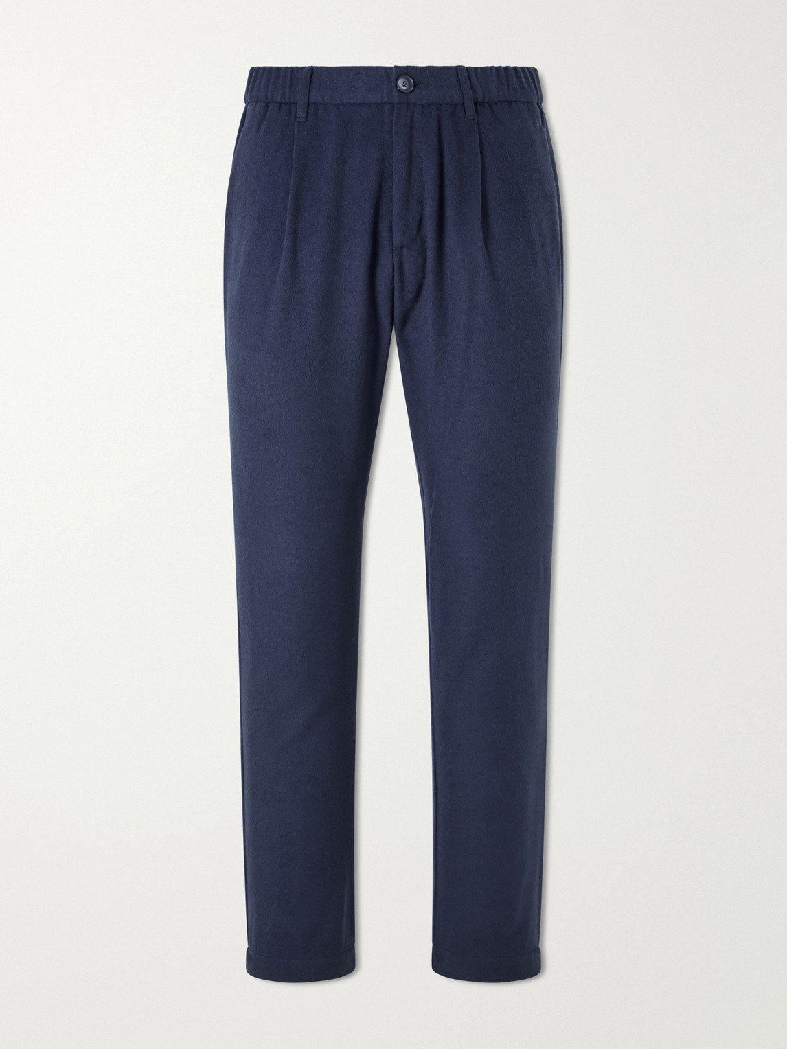 Herno Straight-leg Mélange Flannel Trousers In Blue