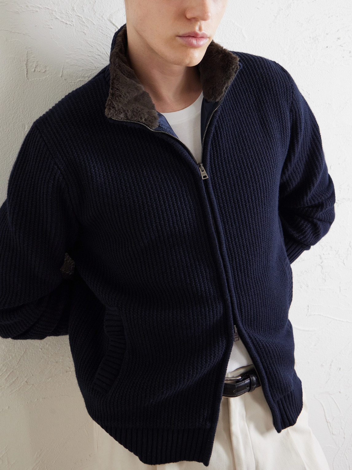 Wool Zip-Up Cardigan