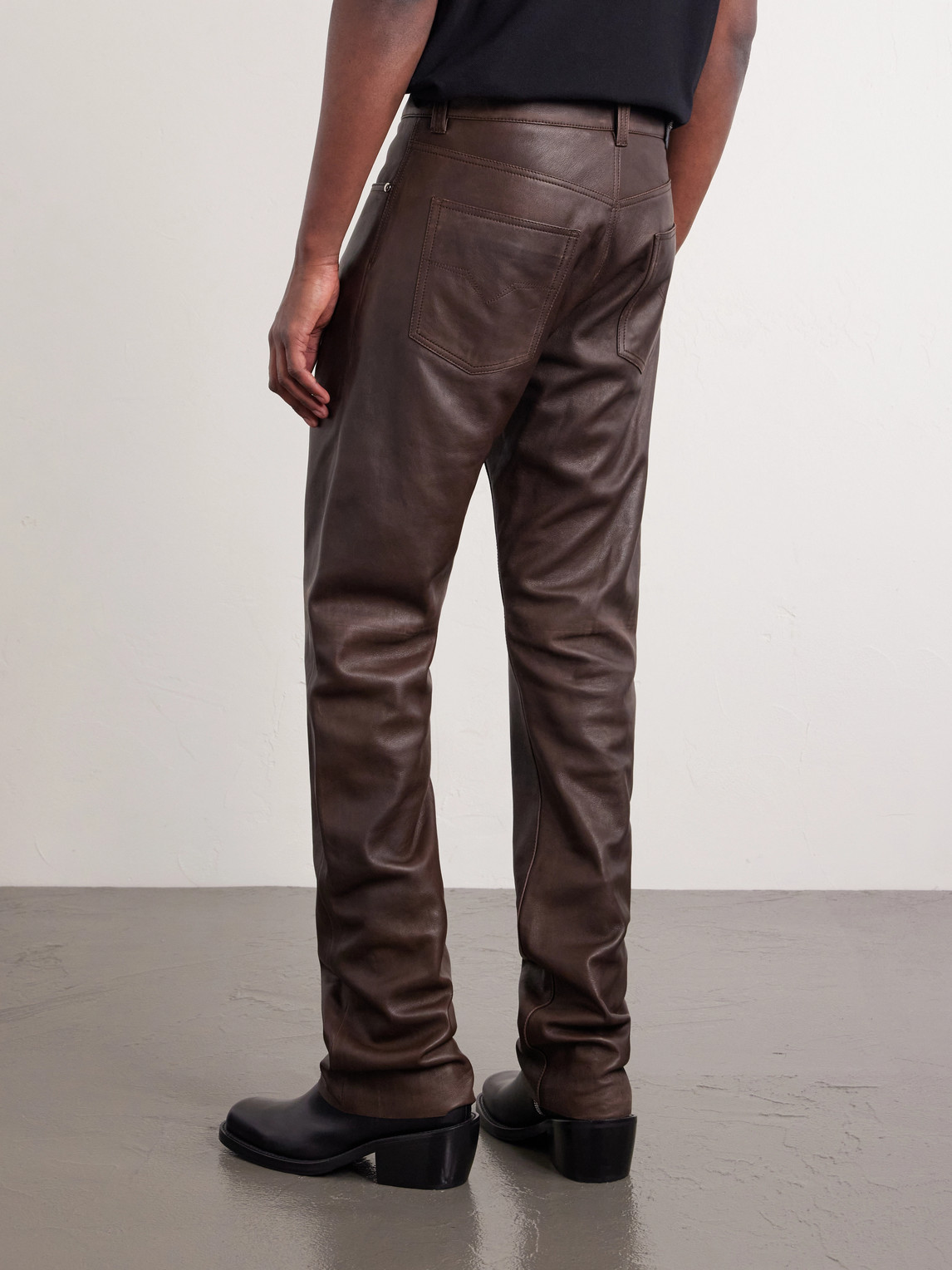  Versace - Straight-leg Leather Trousers - Men - Brown - It 48 