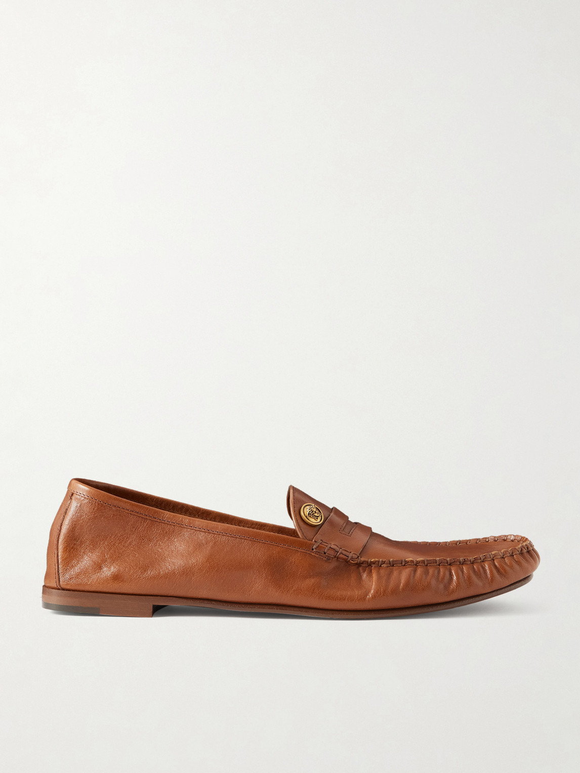 Versace Logo-Embellished Leather Penny Loafers - Men