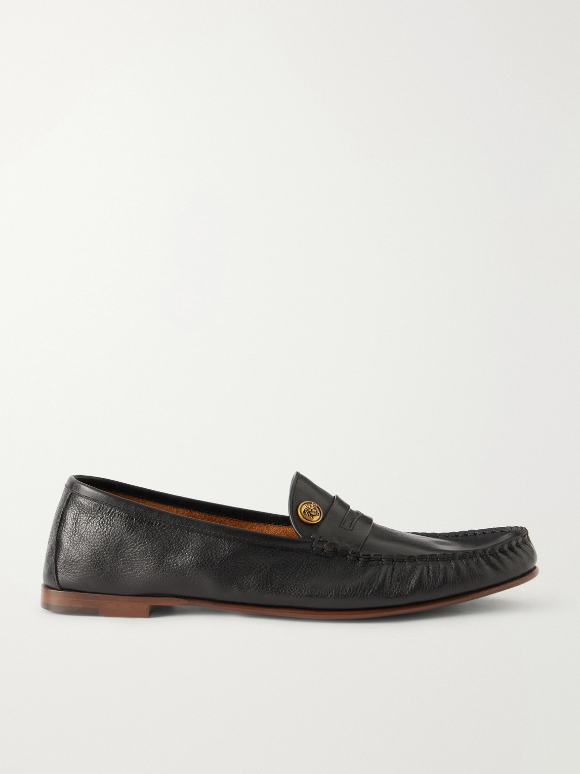 Versace Logo-Embellished Leather Penny Loafers - Men