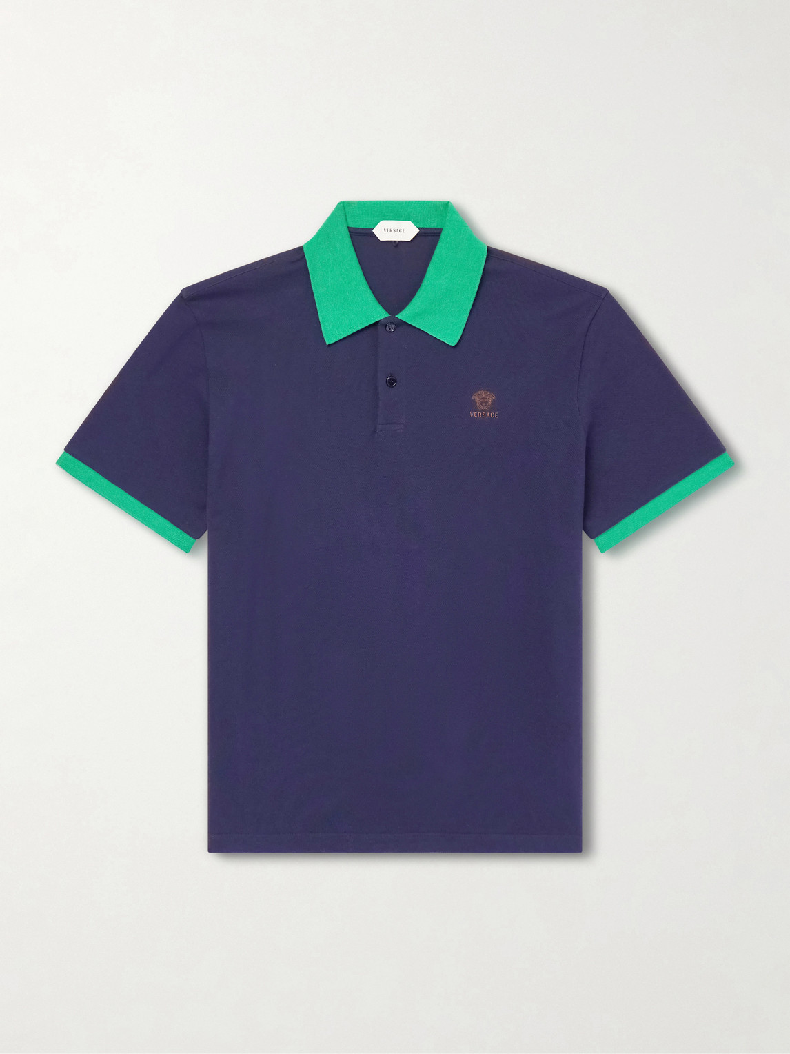 Versace ogo-Embroidered Cotton-Piqué Polo Shirt - Men