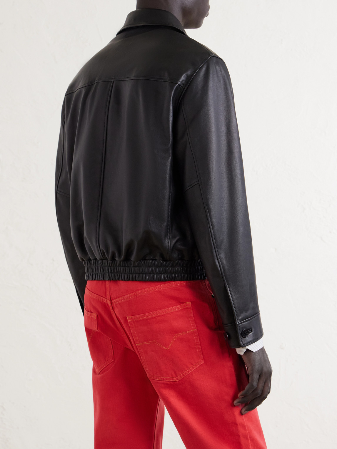  Versace - Leather Blouson Jacket - Men - Black - It 46 