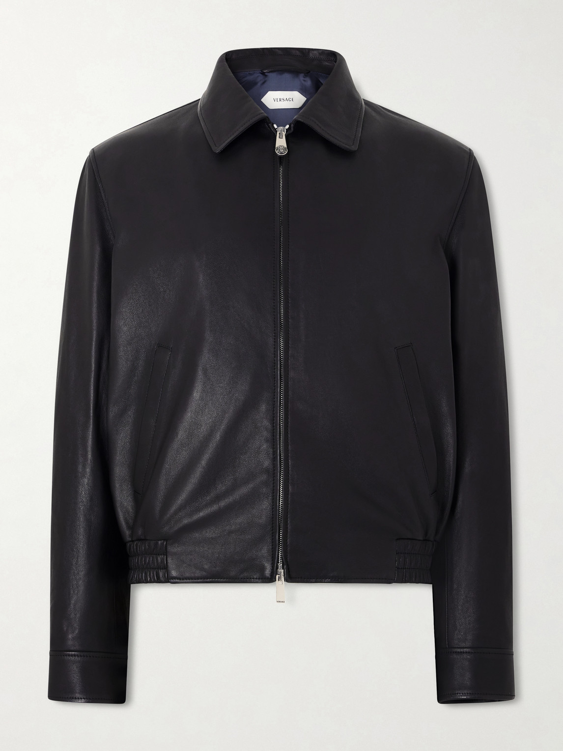 Versace Leather Blouson Jacket In Black