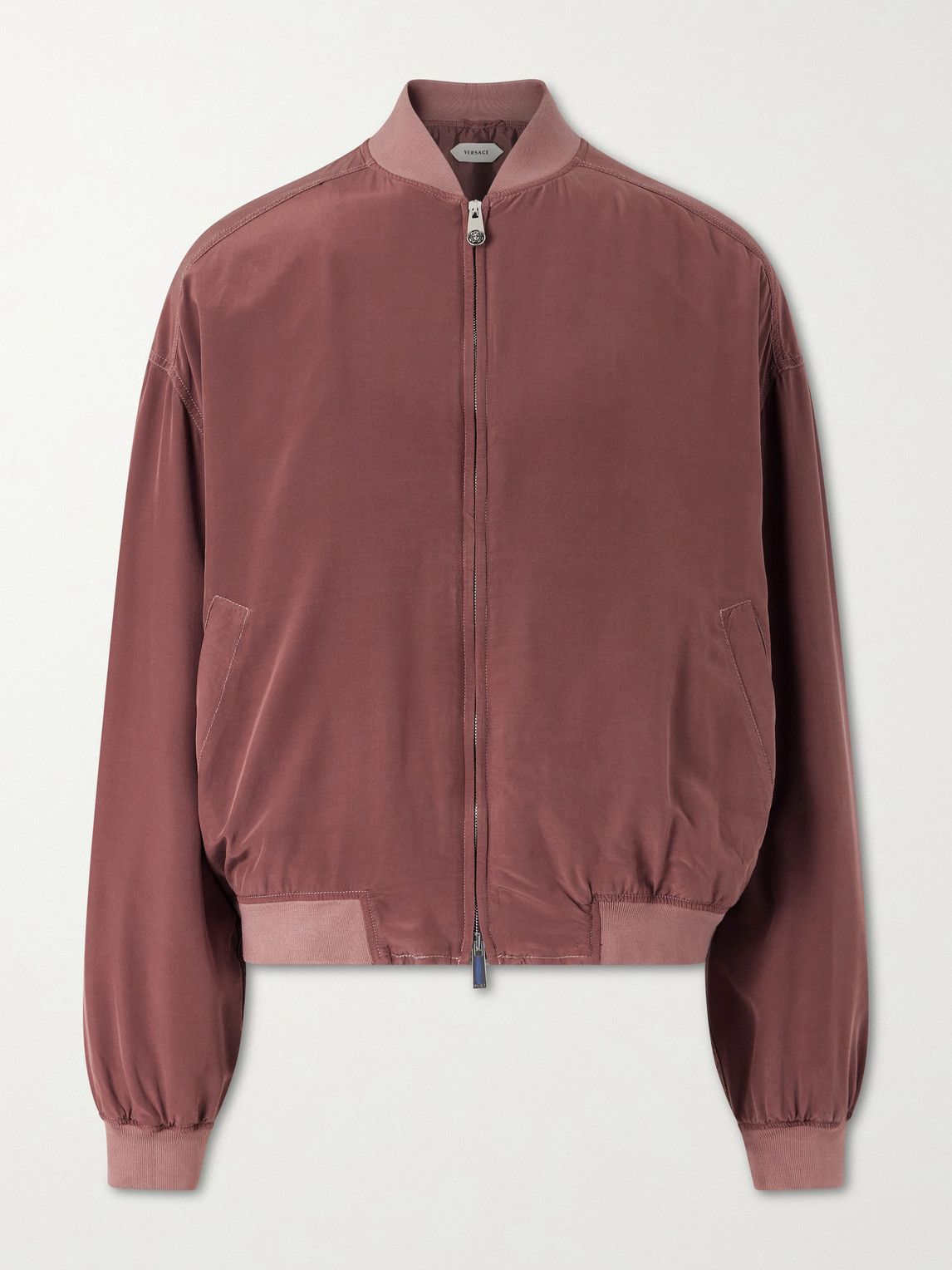 Versace Ribbed Knit-Trimmed Silk-Poplin Blouson Jacket IT 54