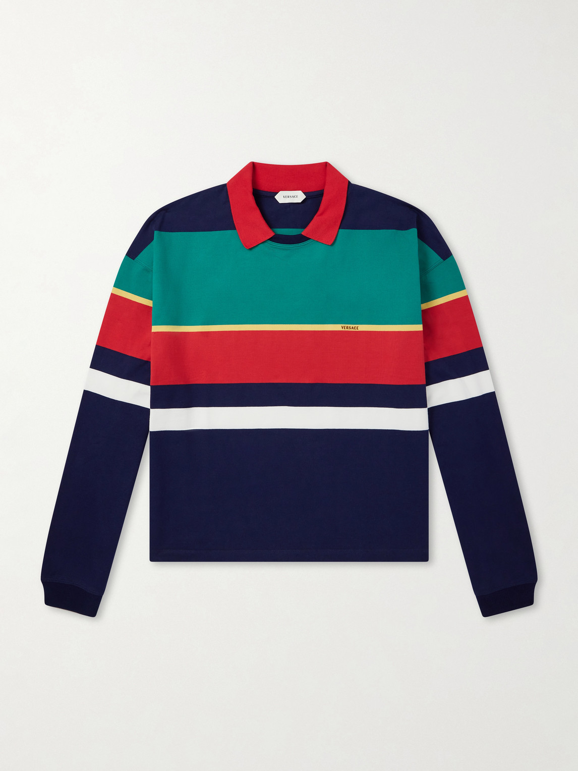 Versace Logo-Embroidered Striped Cotton-Jersey Sweatshirt - Men