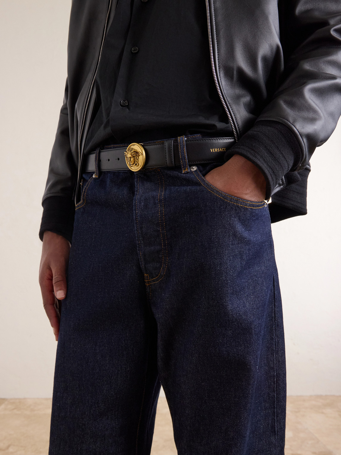  Versace - 3.5cm Leather Belt - Men - Black - Eu 105 