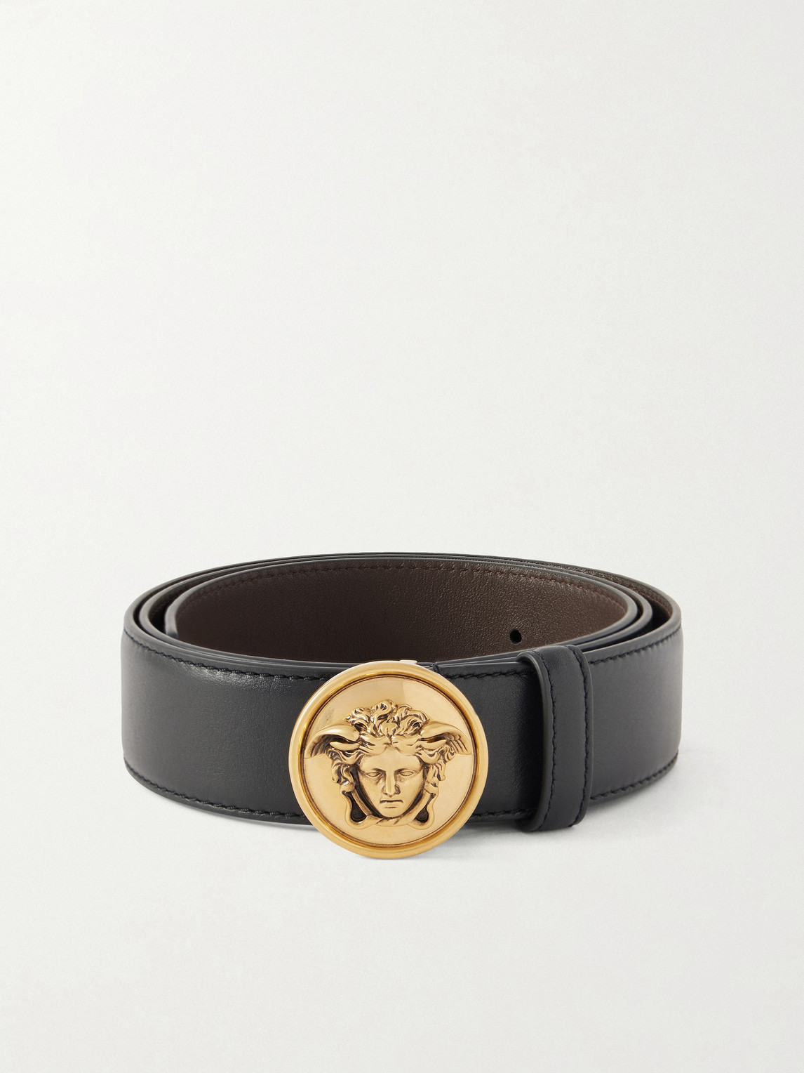 Versace 3.5cm Leather Belt In Black