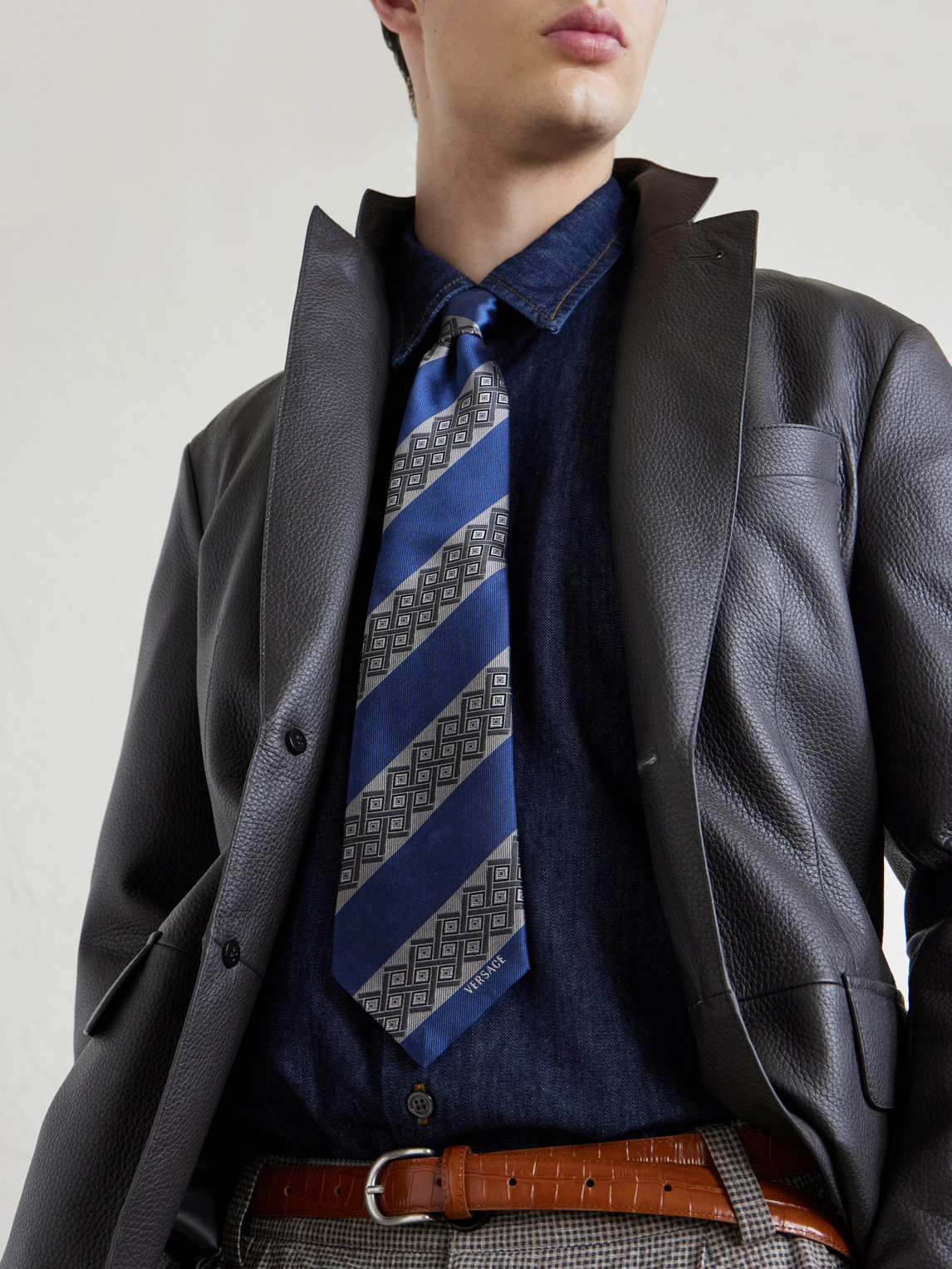  Versace - 9cm Silk-jacquard Tie - Men - Blue 