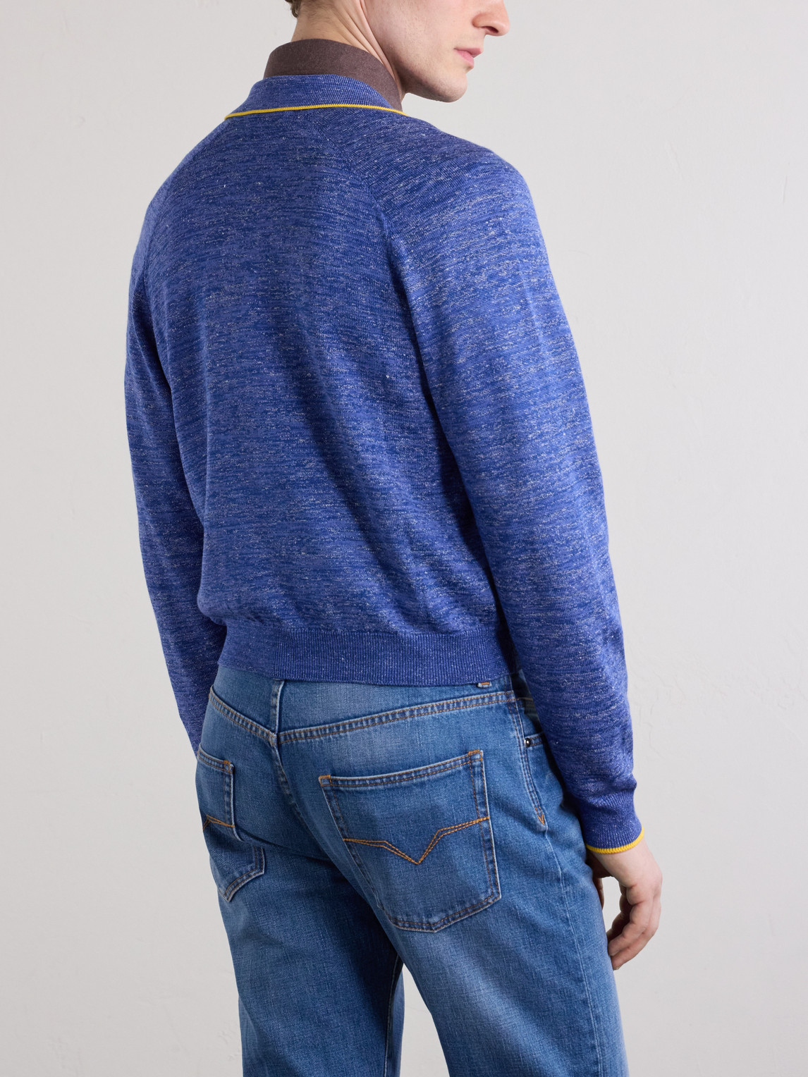  Versace - Mouliné Zip-up Cardigan - Men - Blue - It 46 
