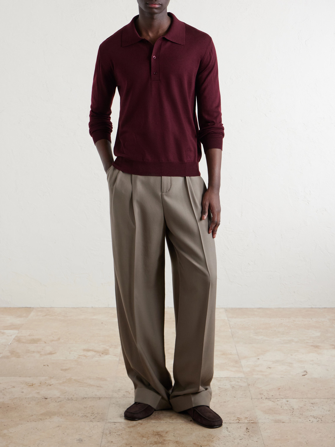 Garavani - Logo-Embroidered Virgin Wool Polo Shirt