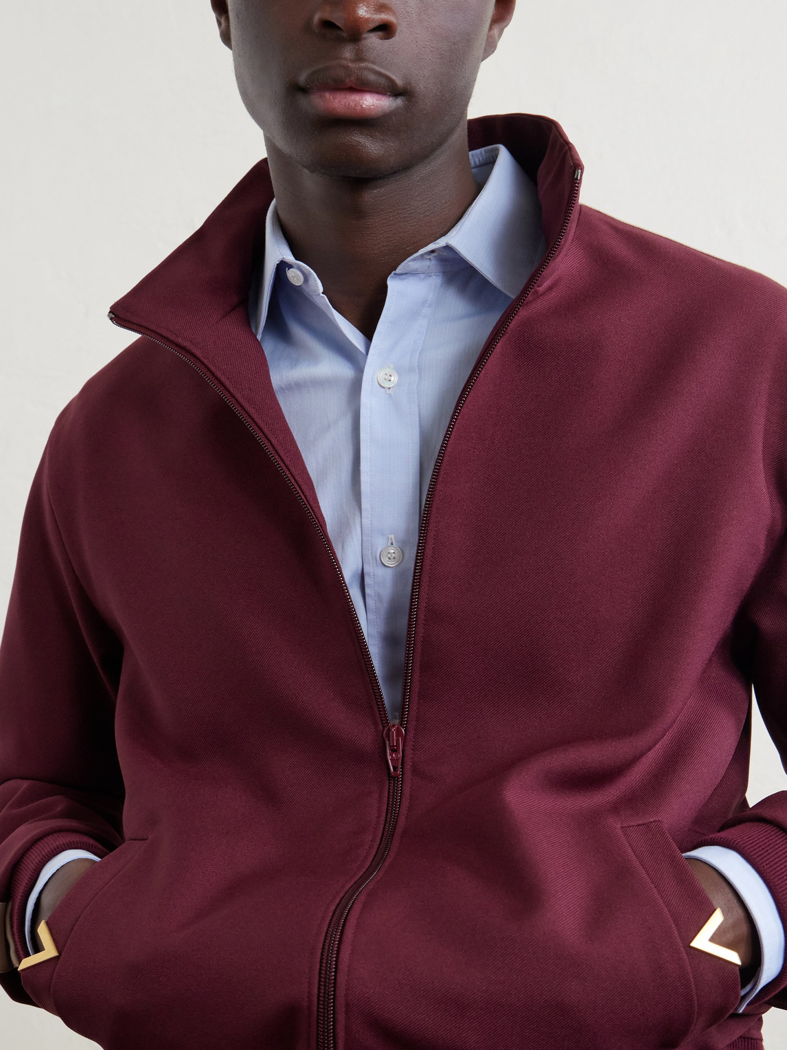 Garavani - Vgold Striped Drill Zip-Up Sweater