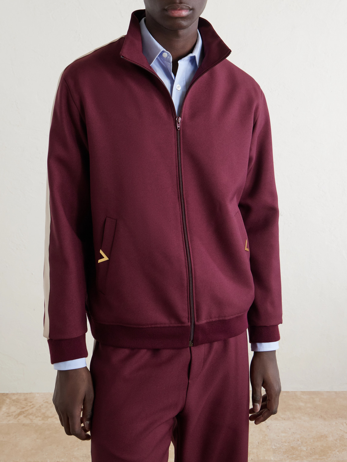 Garavani - Vgold Striped Drill Zip-Up Sweater
