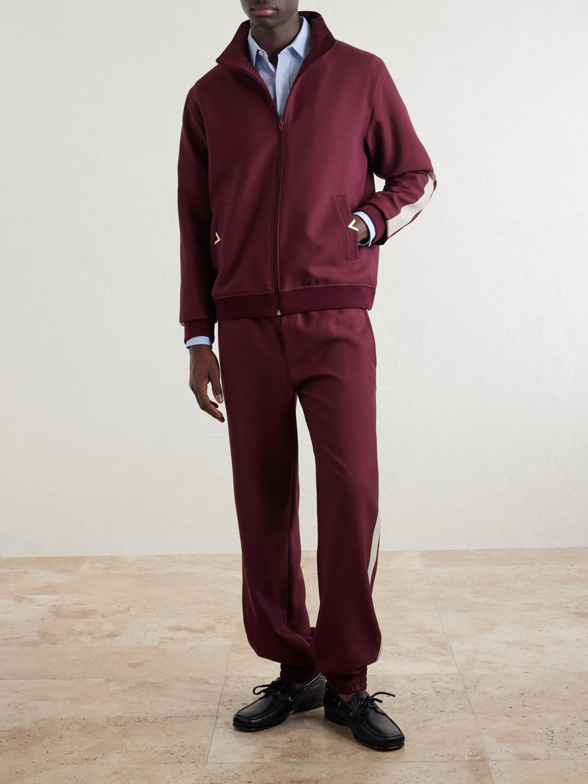 Garavani - Vgold Striped Drill Zip-Up Sweater