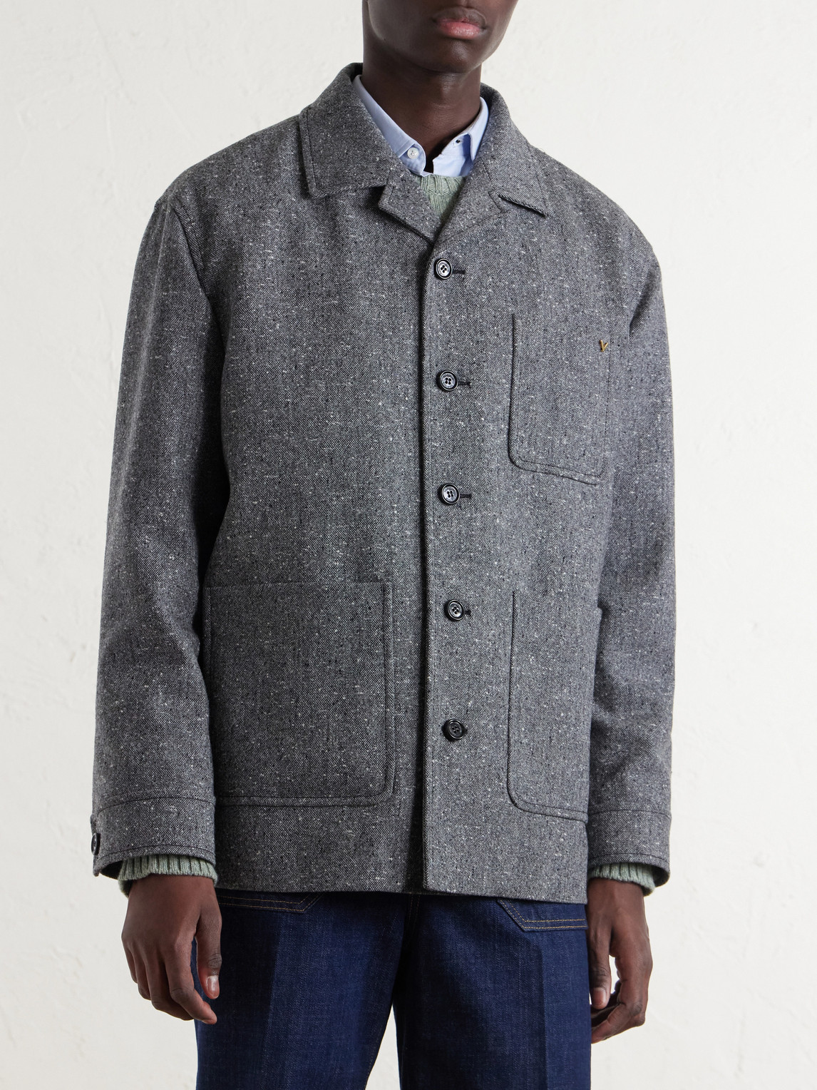 Garavani - Vlogo-Embellished Mélange Virgin Wool Blouson Jacket