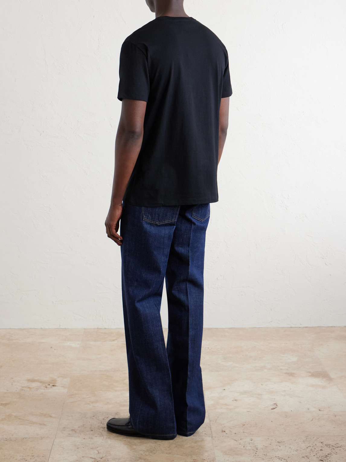 Valentino Logo-embroidered Cotton-jersey T-shirt In Black