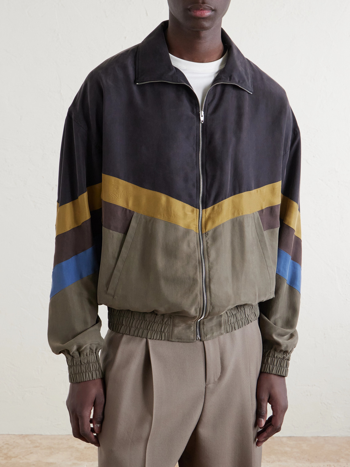 Garavani - Silk Striped Zip-Up Jacket