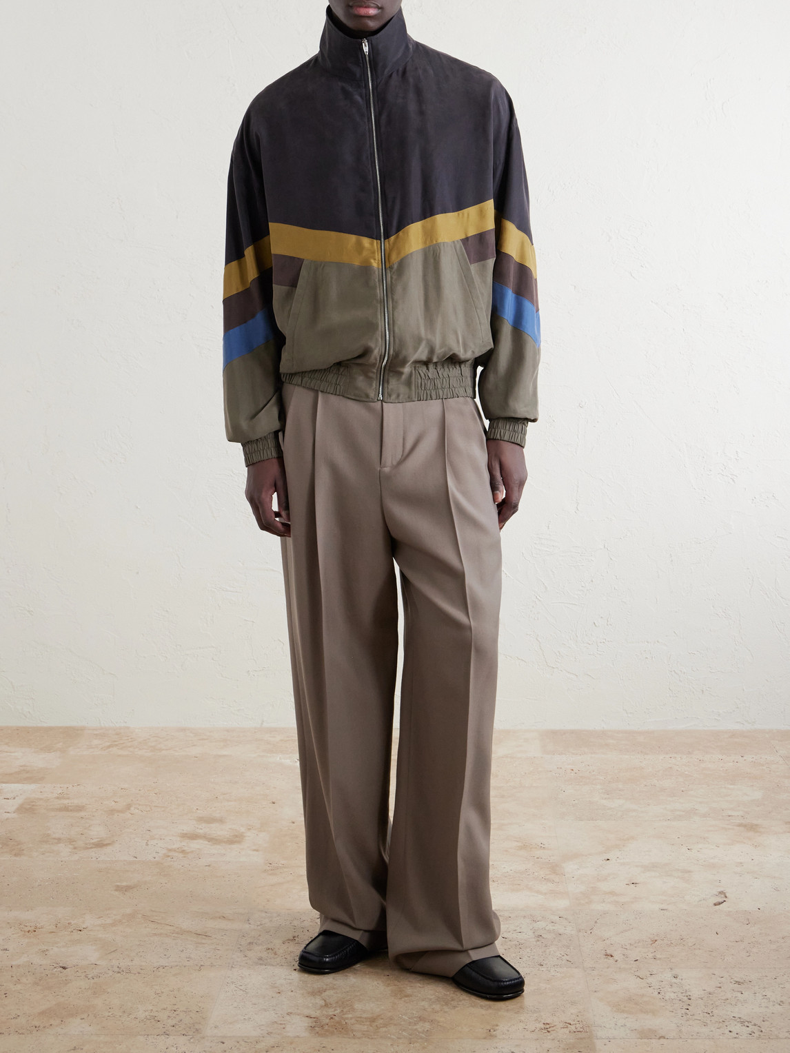Garavani - Silk Striped Zip-Up Jacket