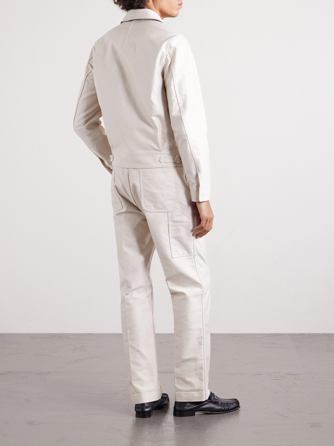Straight-Leg Cotton-Satin Trousers