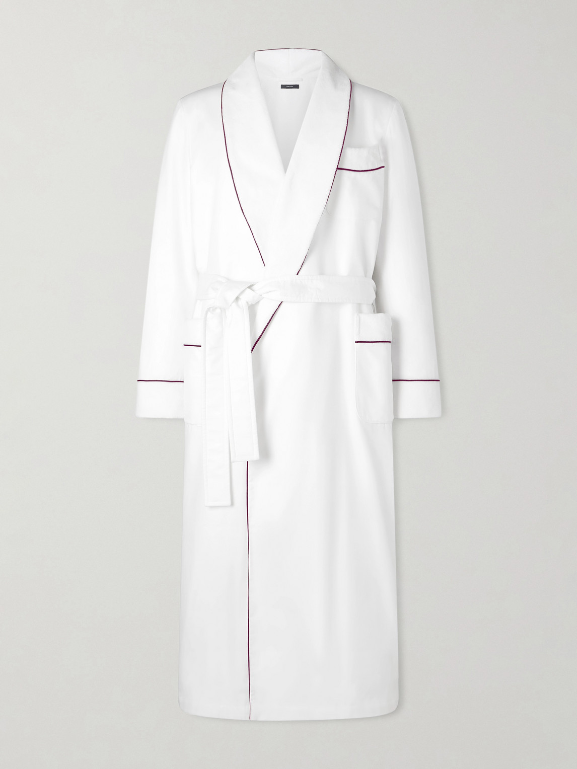Tom Ford Piped Silk Robe In White