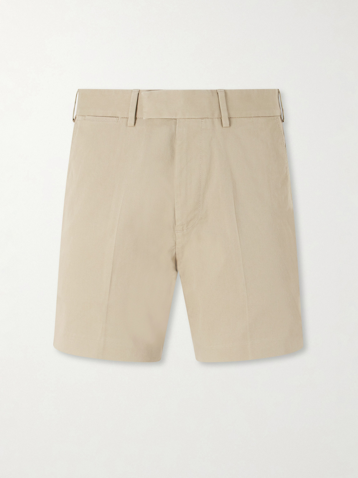 Tom Ford Straight-leg Cotton-blend Twill Shorts In Neutral