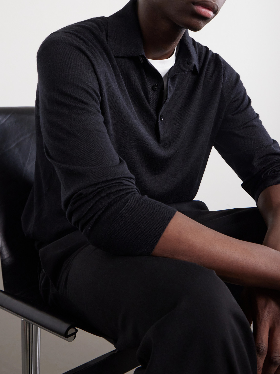 Cashmere And Silk Blend Polo Shirt