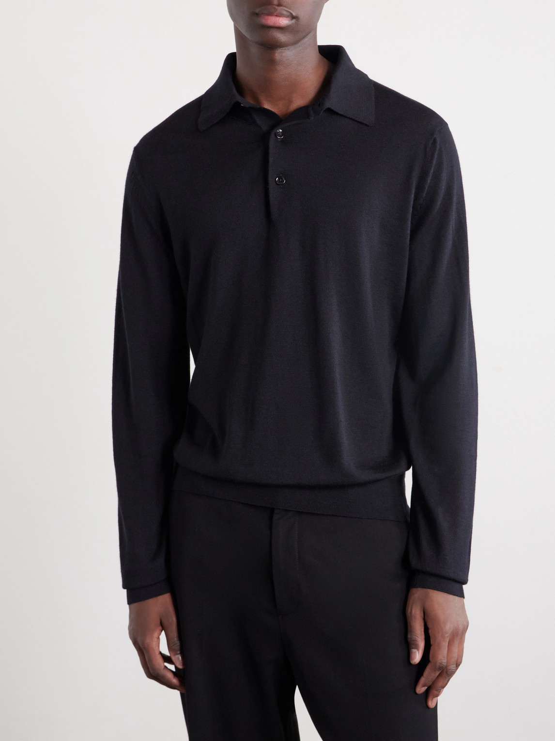 Cashmere And Silk Blend Polo Shirt