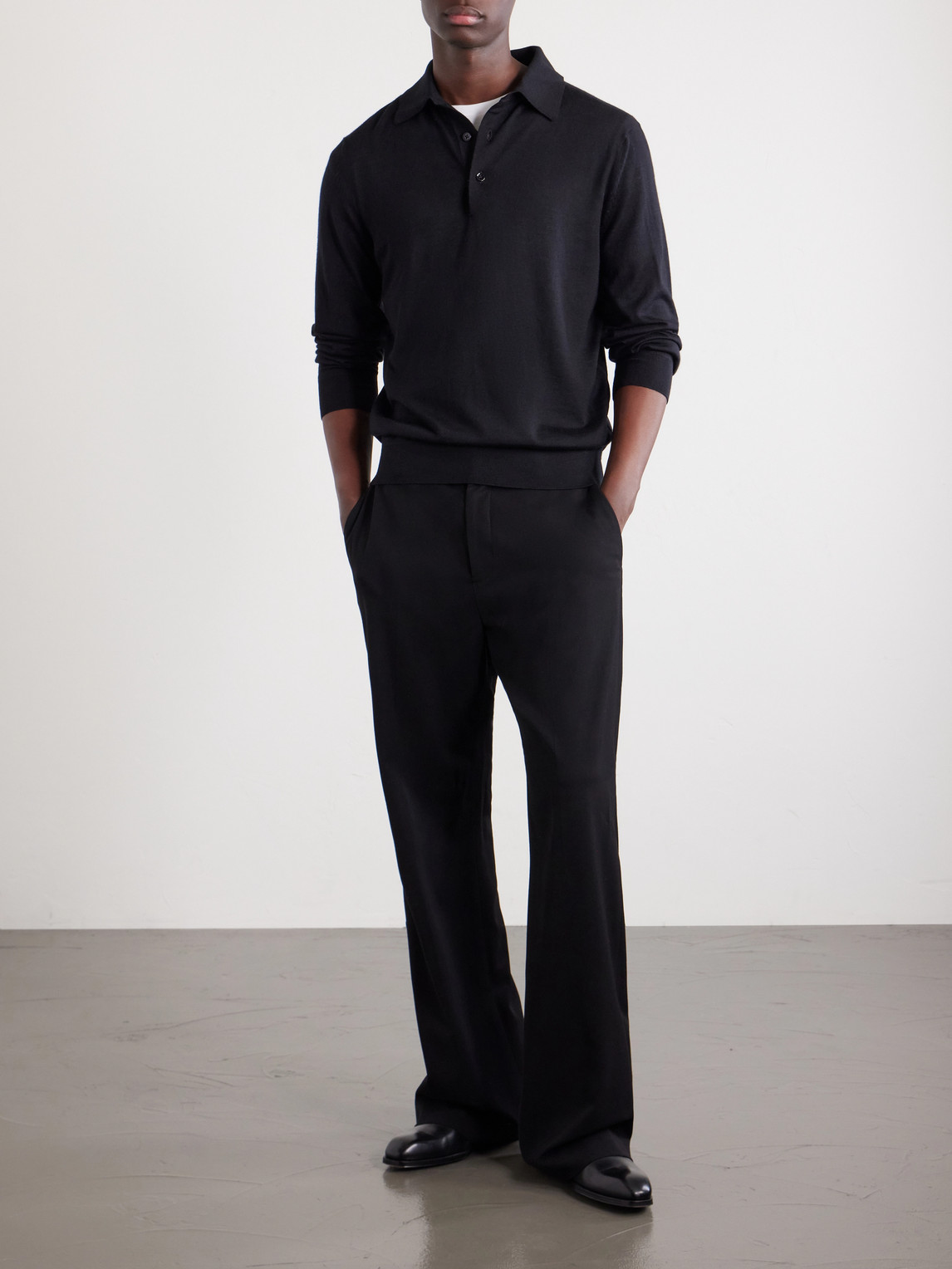 Cashmere And Silk Blend Polo Shirt