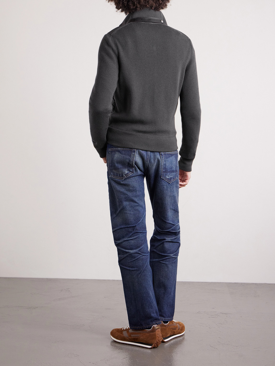 Slim-Fit Leather-Trimmed Quilted Shell And Wool Down Jacket