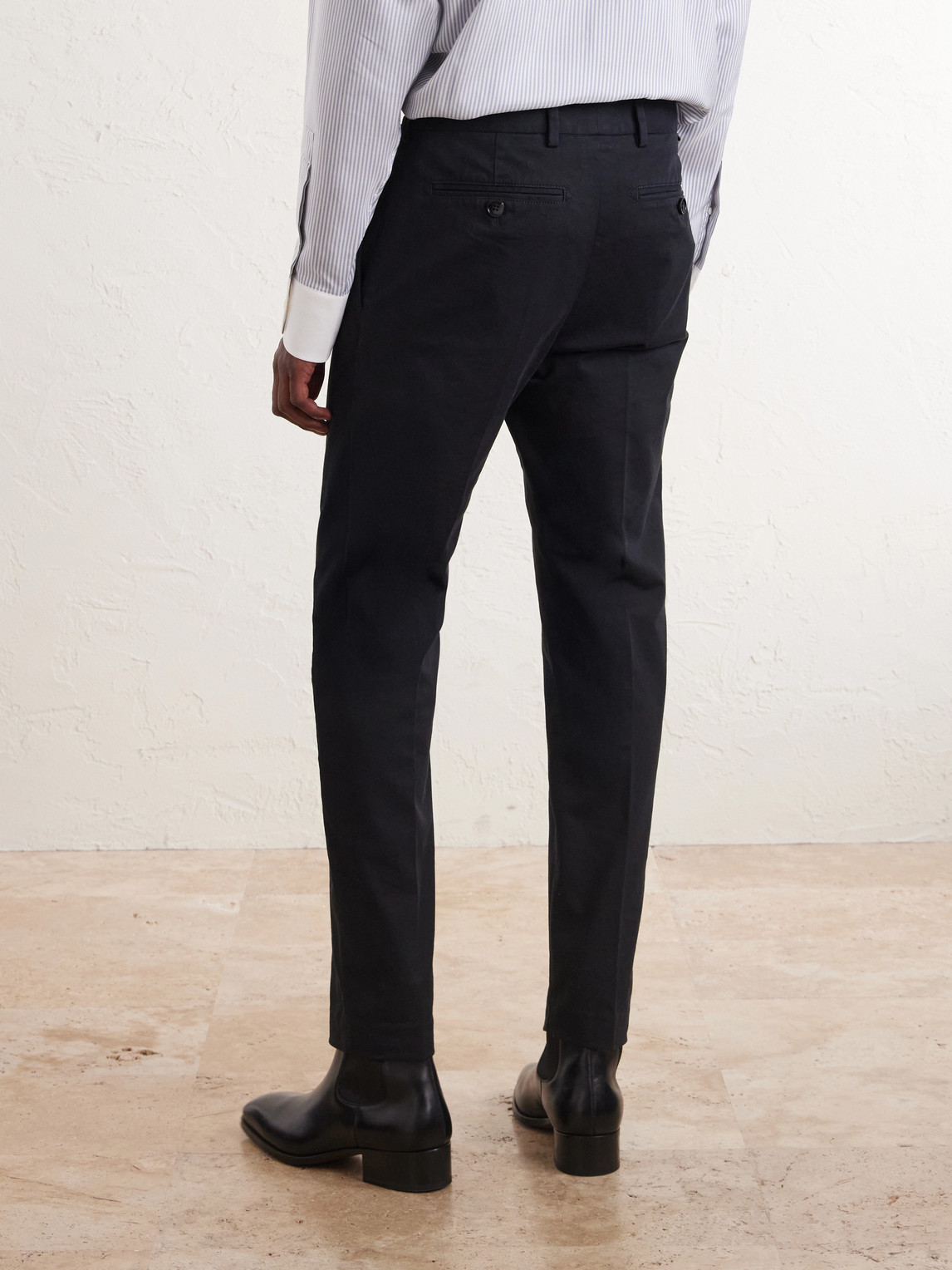 Tapered Cotton-Blend Twill Trousers