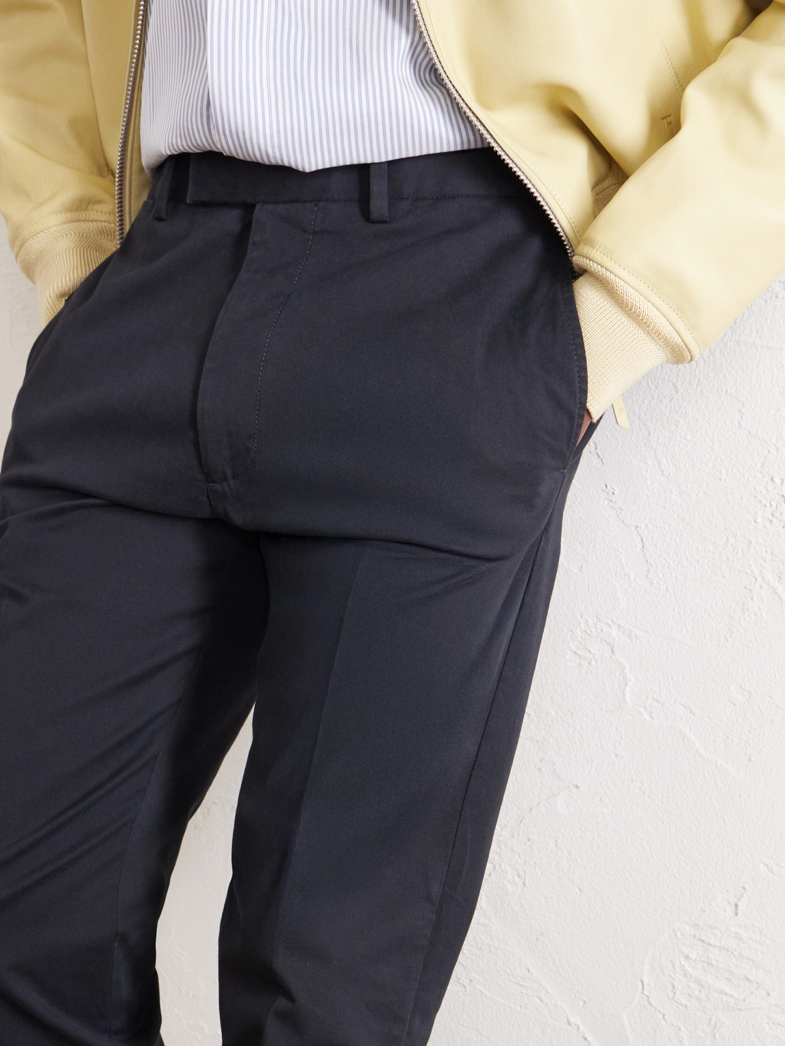 Tapered Cotton-Blend Twill Trousers