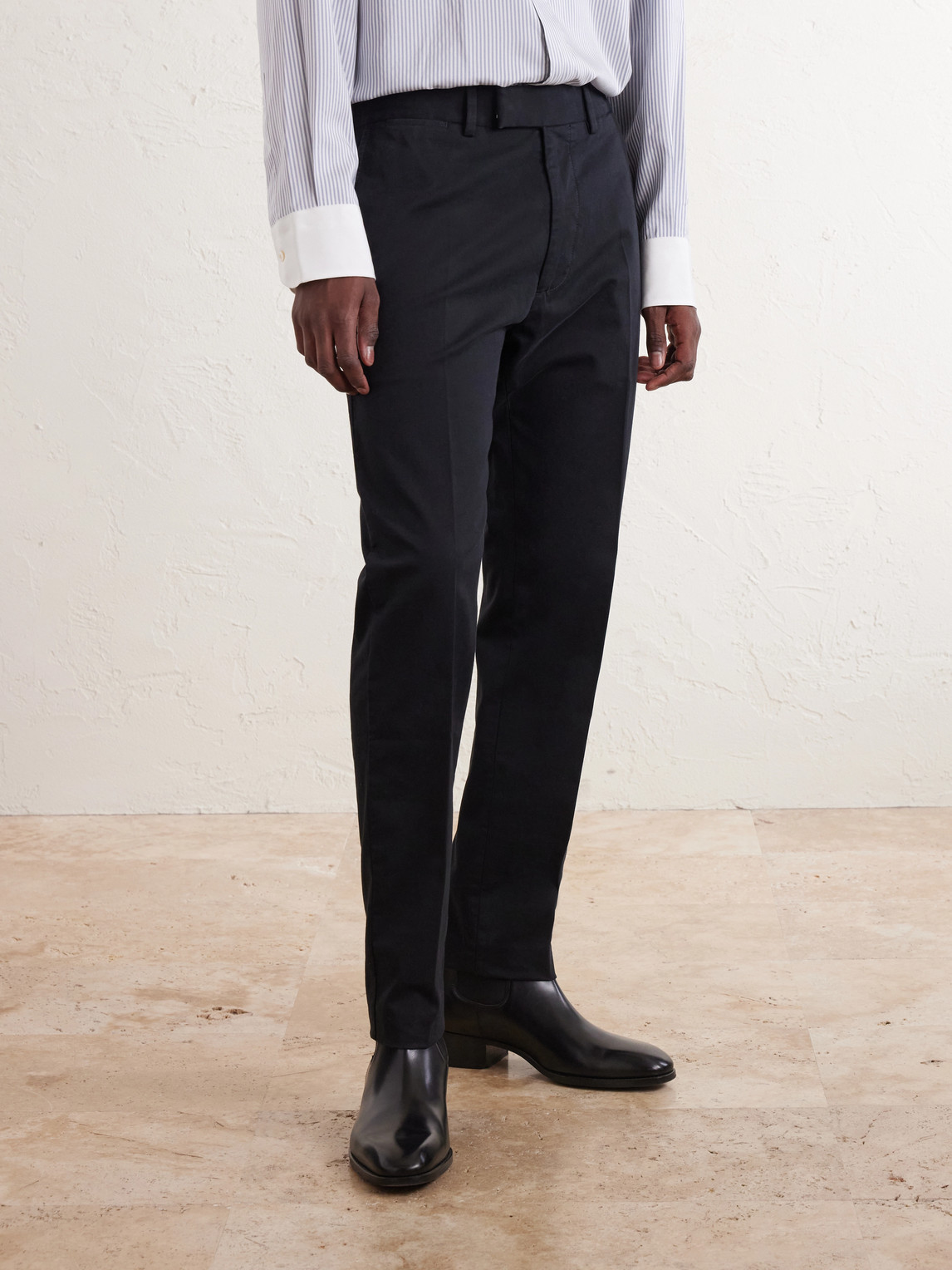 Tapered Cotton-Blend Twill Trousers