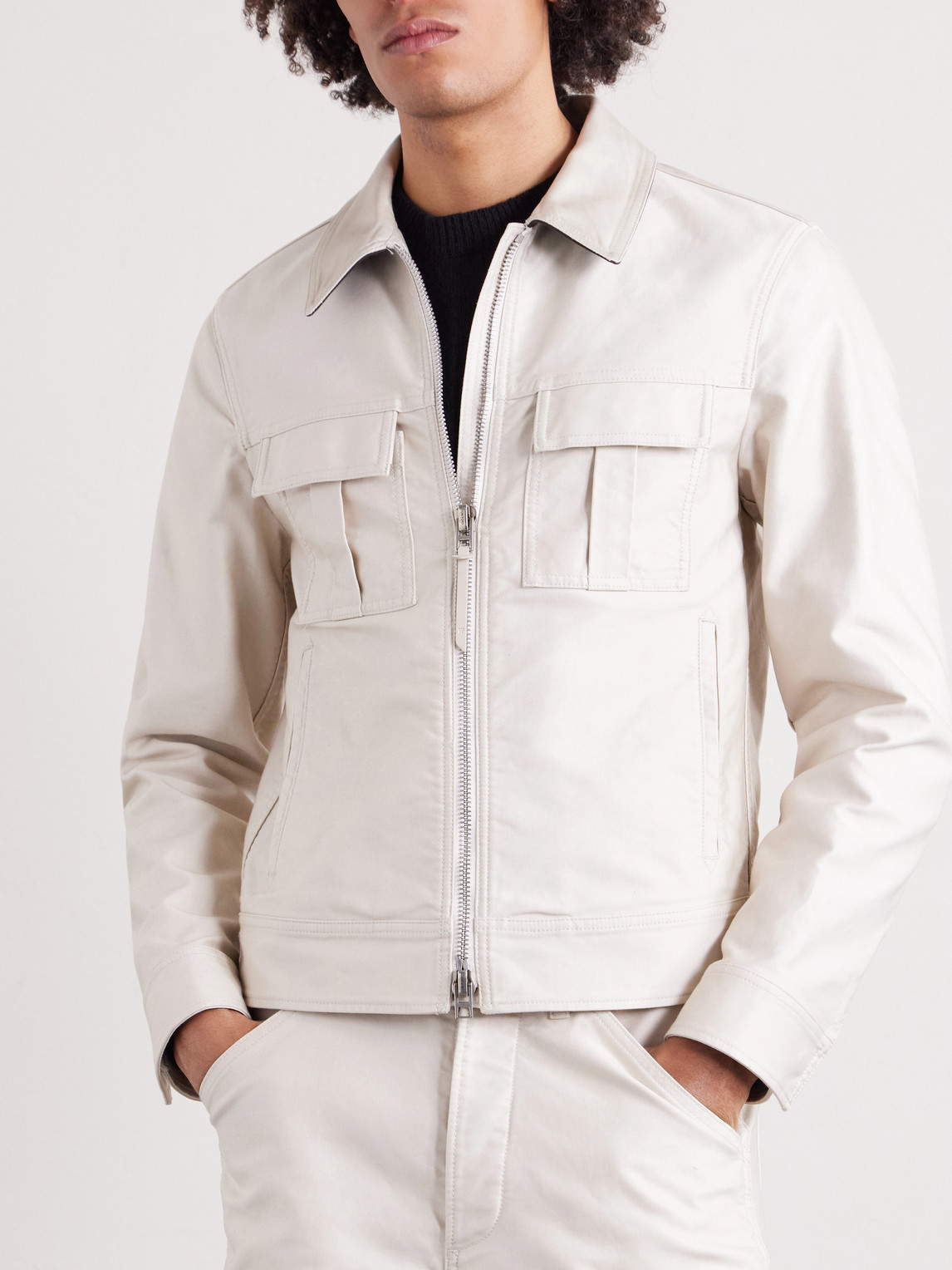 Slim-Fit Cotton-Satin Blouson Jacket