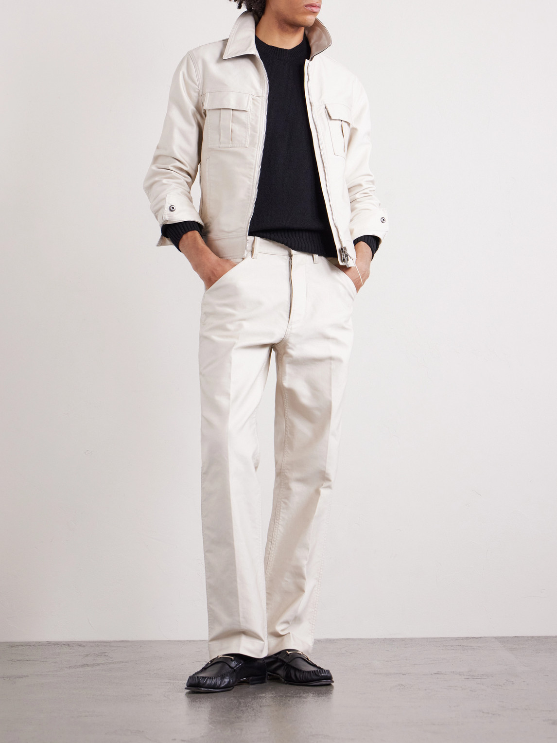 Slim-Fit Cotton-Satin Blouson Jacket