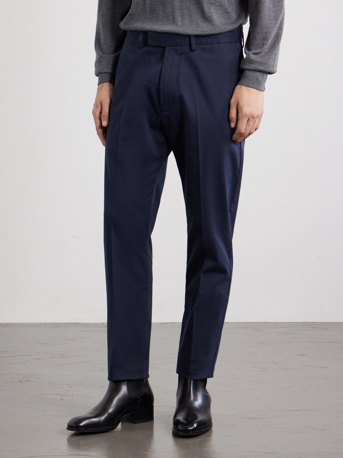 Tapered Cotton-Blend Twill Trousers