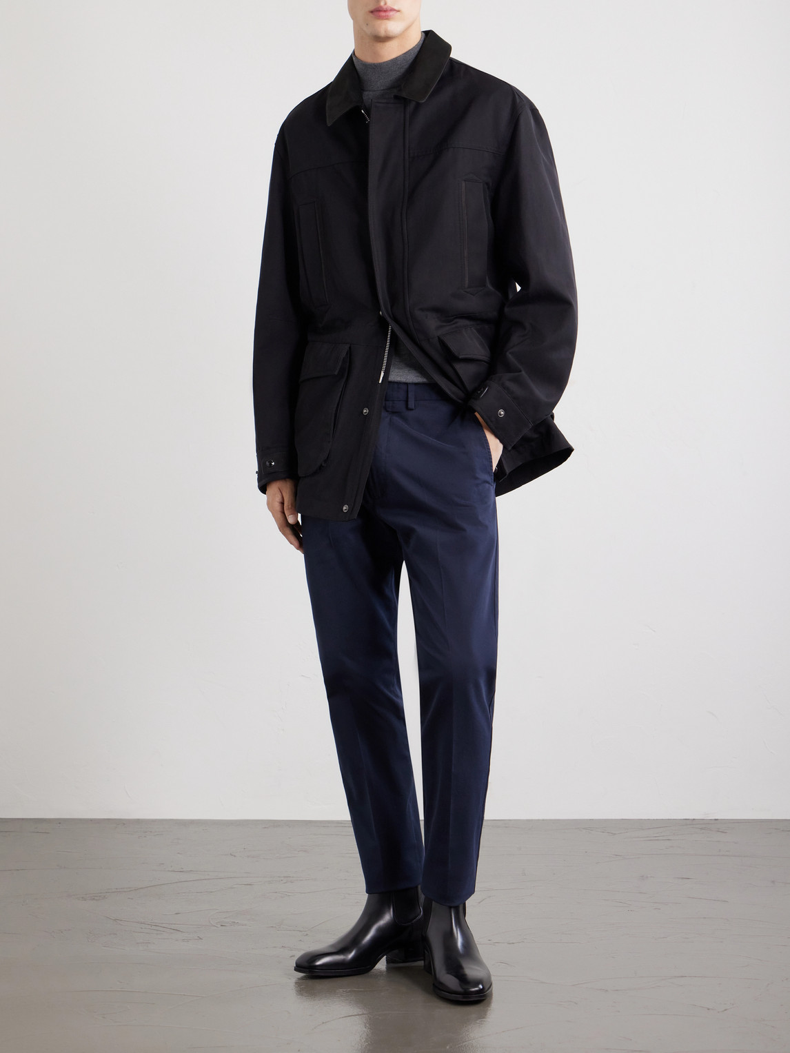 Tapered Cotton-Blend Twill Trousers