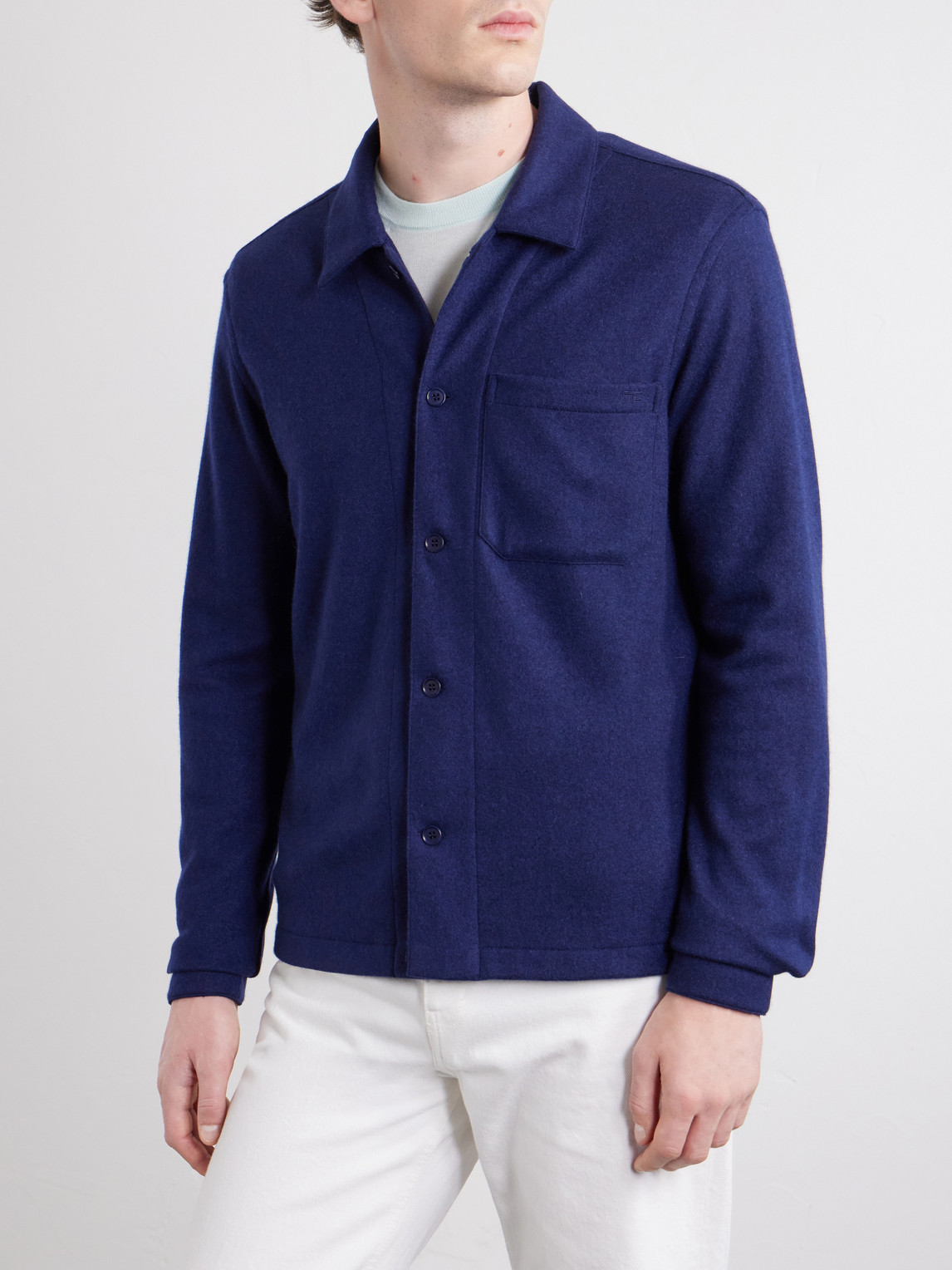 Logo-Embroidered Cashmere Shirt
