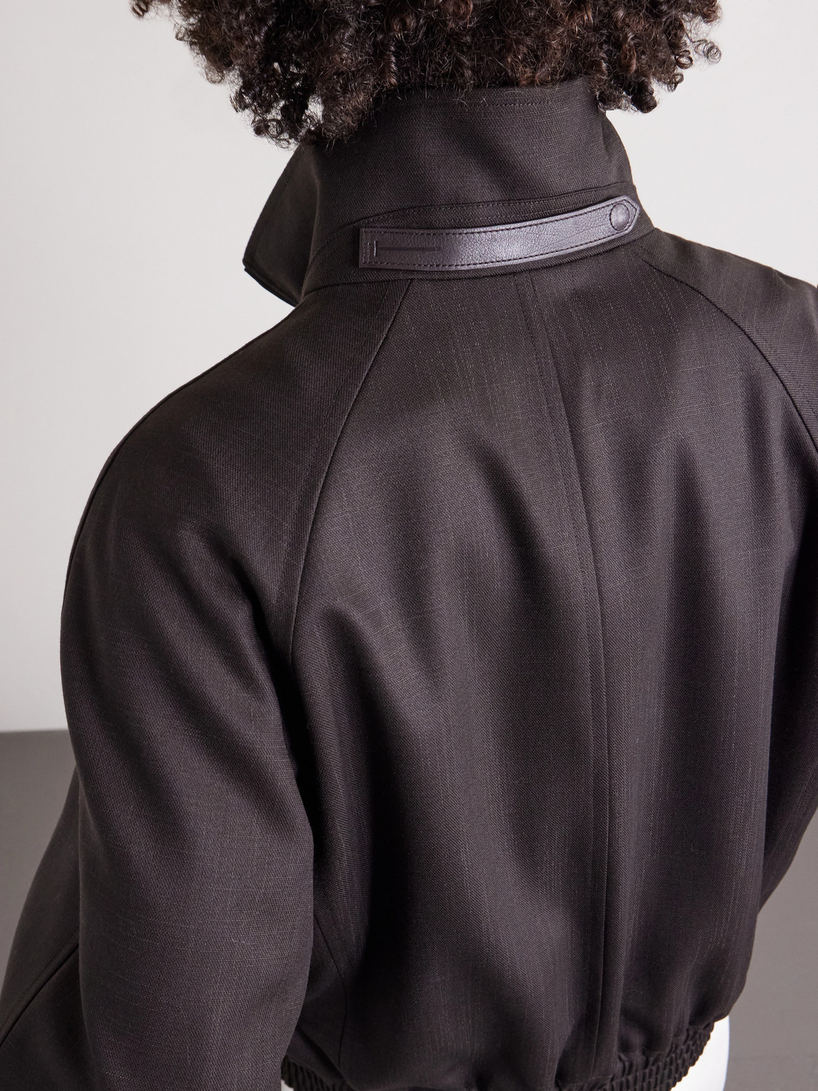 Leather-Trimmed Wool And Silk-Blend Jacket