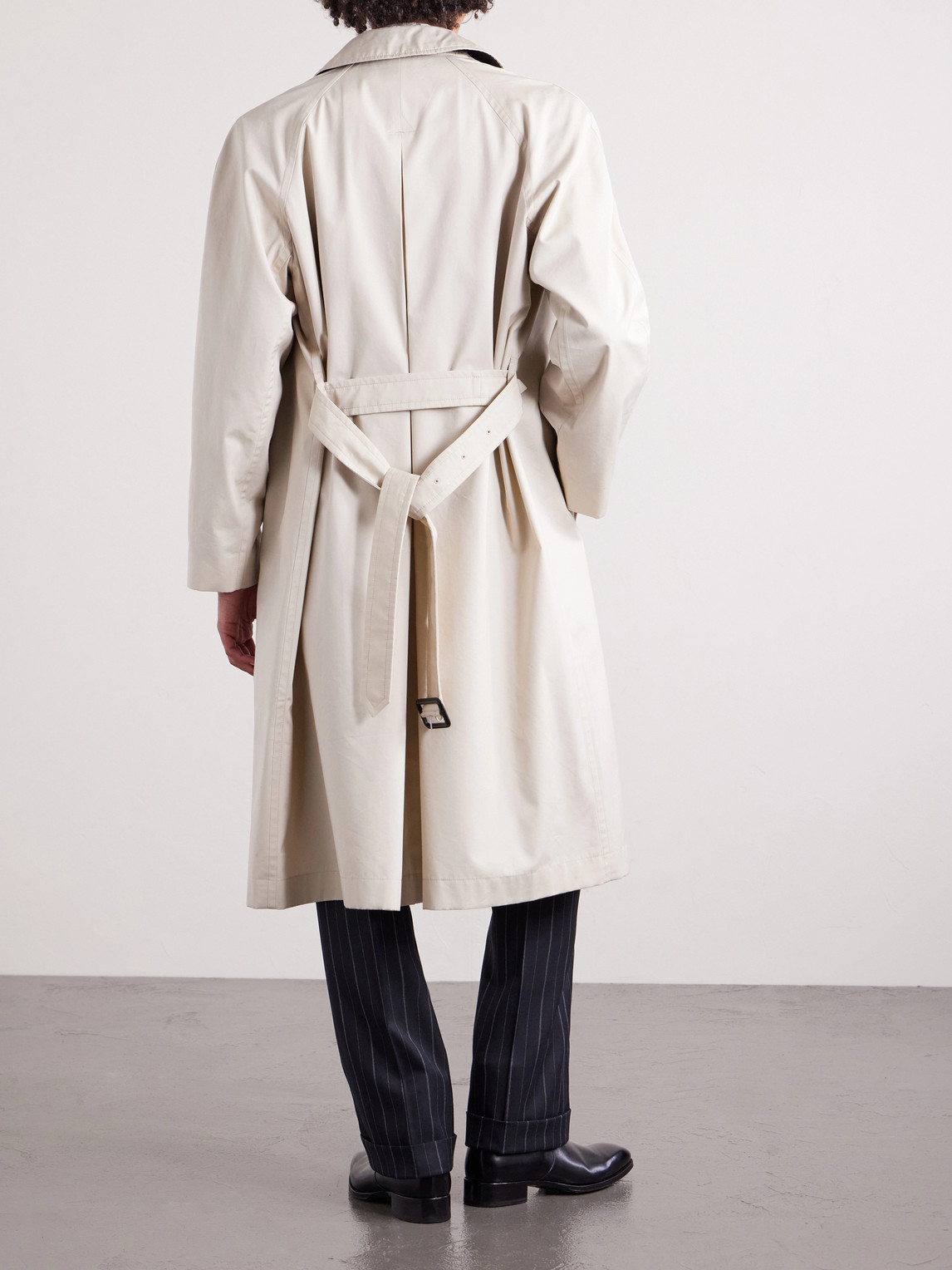 Leather-Trimmed Cotton And Silk-Blend Overcoat