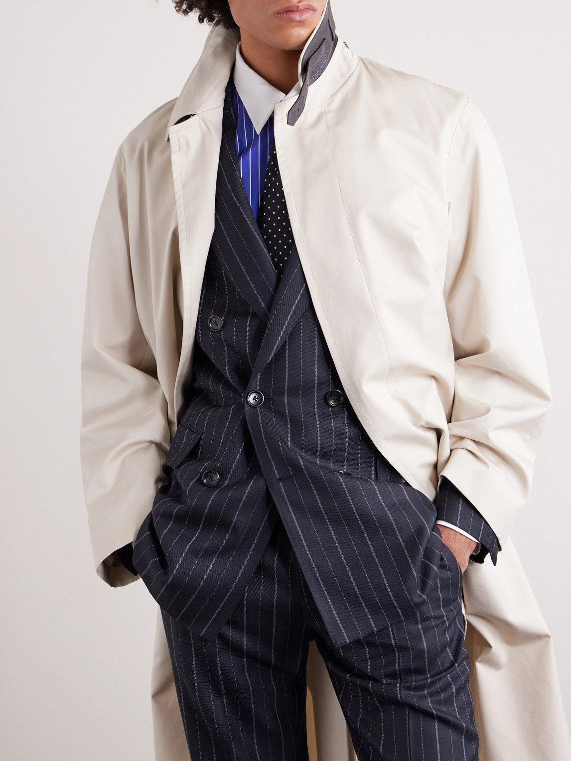 Leather-Trimmed Cotton And Silk-Blend Overcoat